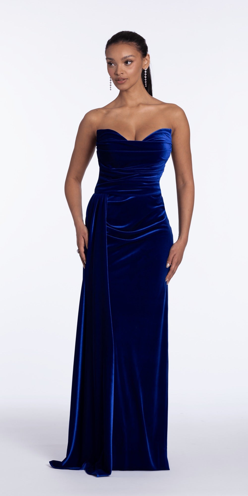 Stretch Taffeta Mermaid Dress with Ruffle Flower Hem