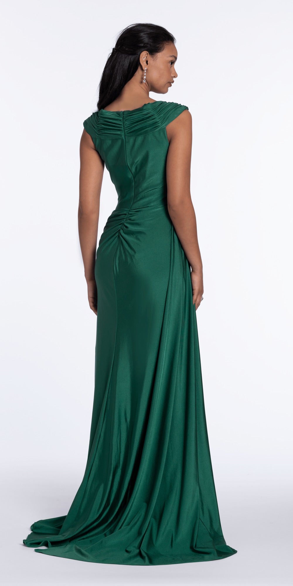 Rosette Glitter Mesh Plunging Corset Ballgown