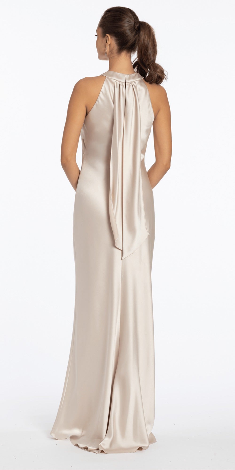 Plunging Sequin Daisy Lace Up Back Trumpet Dress