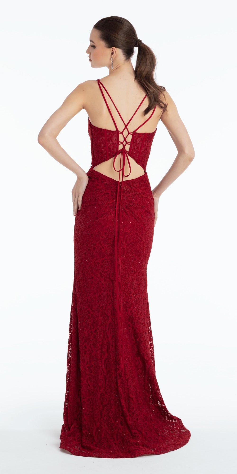 Sequin Floral One Shoulder Column Dress with Side Cascade