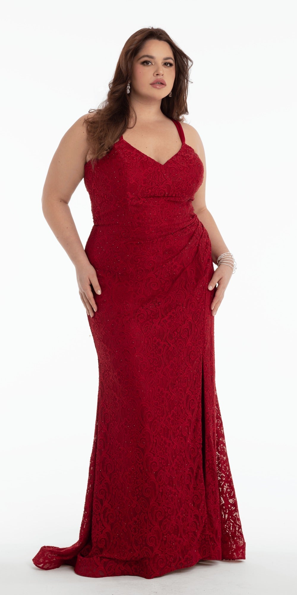 Sequin Floral One Shoulder Column Dress with Side Cascade