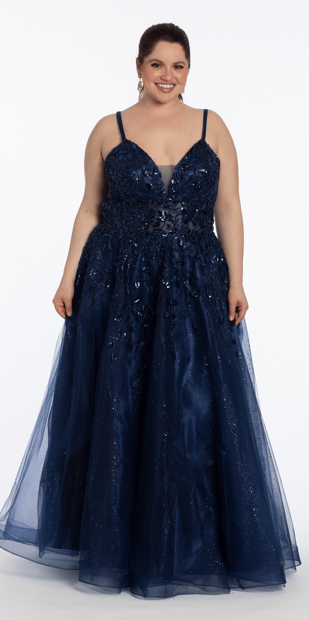 Strapless Sequin Corset Column Dress with Side Slit