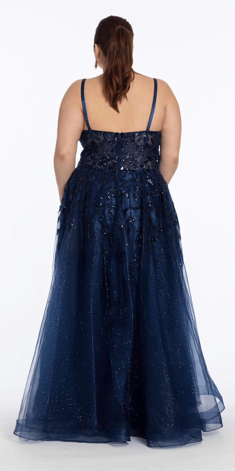 Beaded Mesh Keyhole Halter Trumpet Dress with Godets