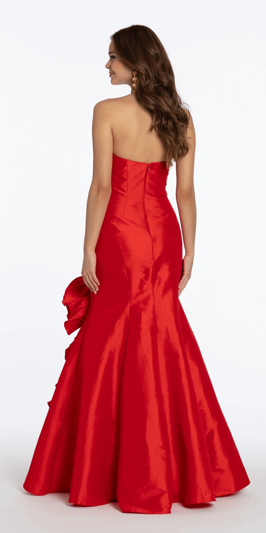 Beaded Illusion Short Sleeve Trumpet Dress with Godets