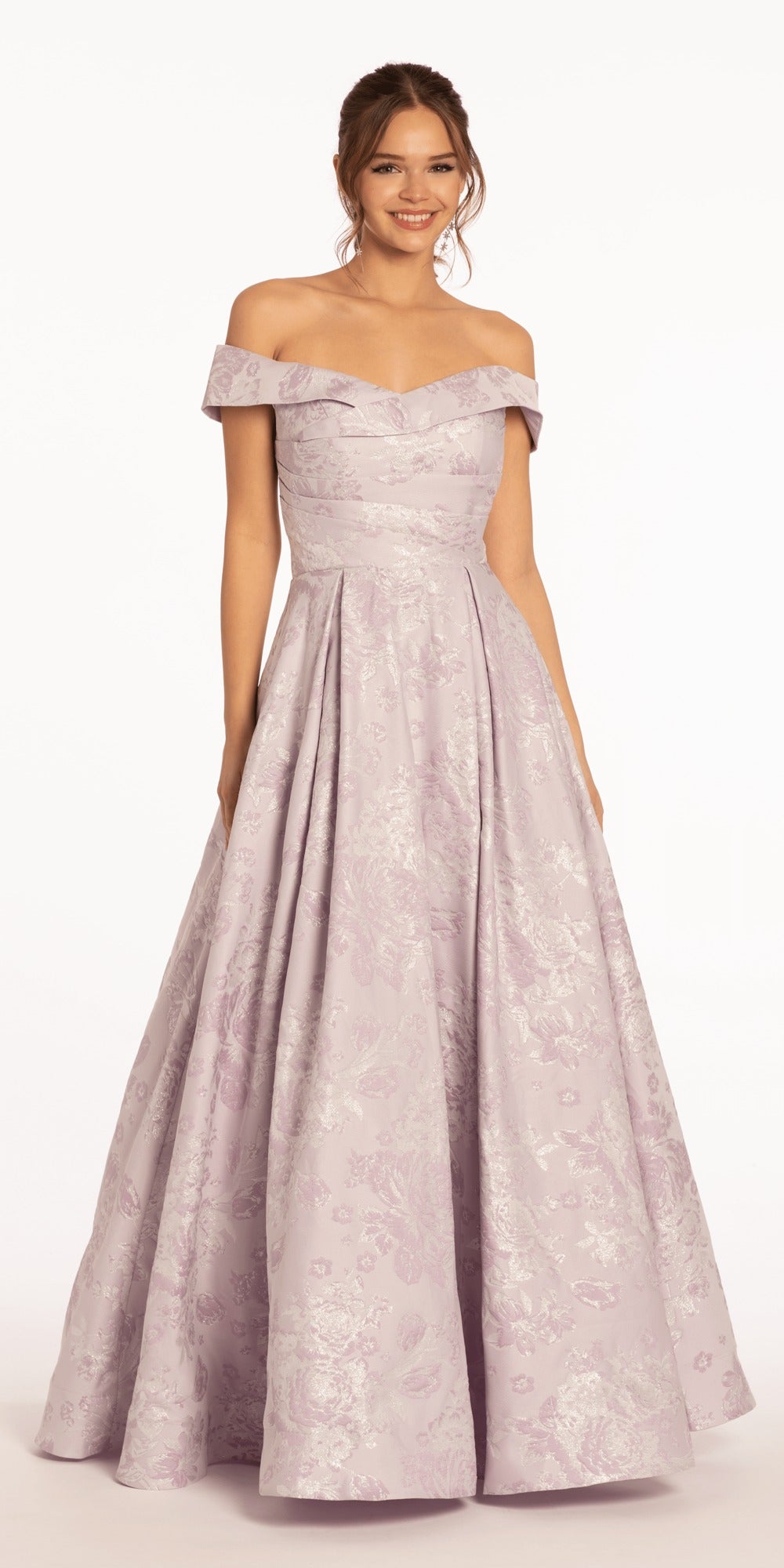 Beaded Illusion Short Sleeve Trumpet Dress with Godets