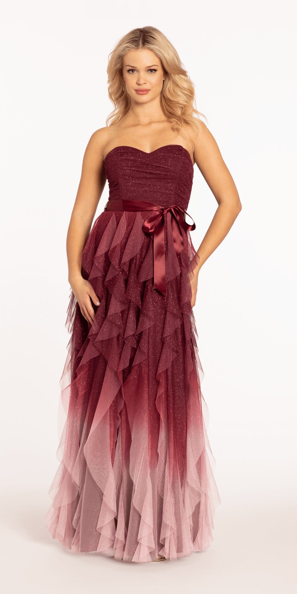Rhinestone Beaded Illusion Strapless Corset Column Dress