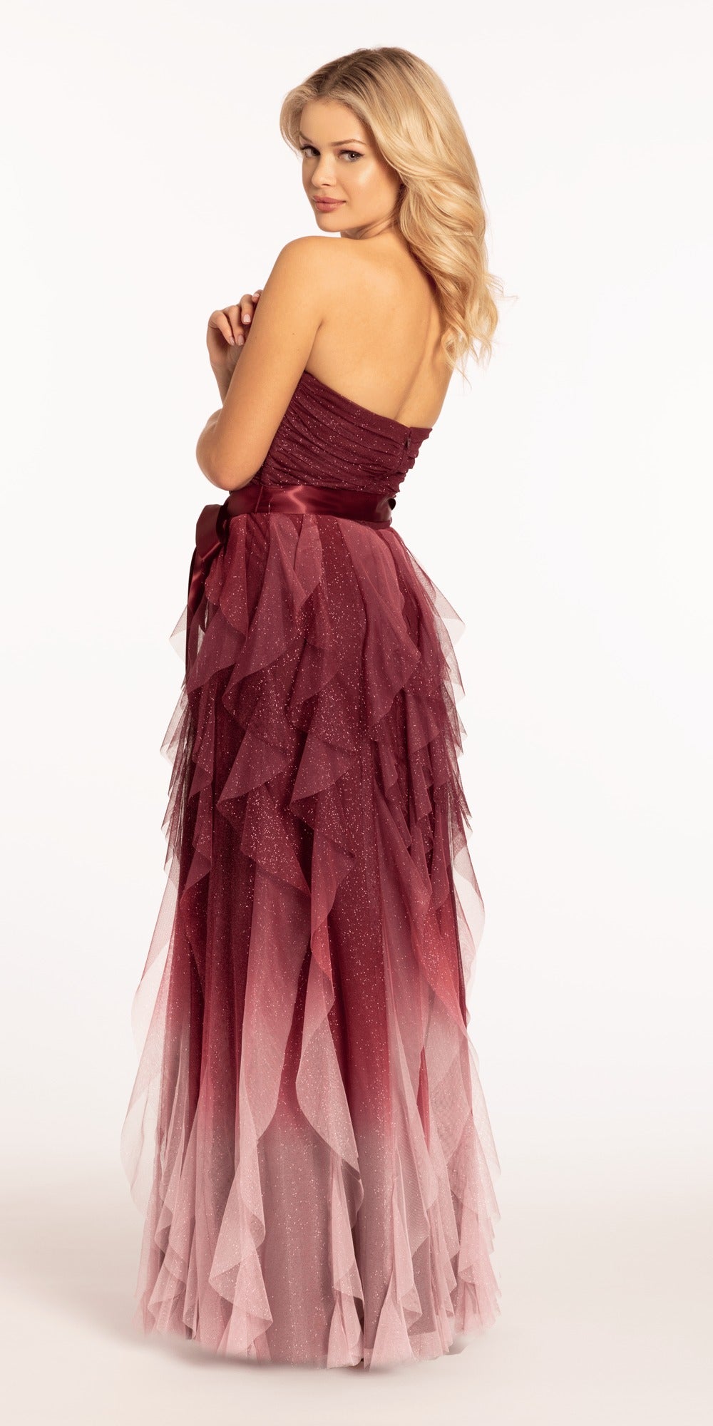 Mesh 3D Leaf Off the Shoulder Corset Column Dress