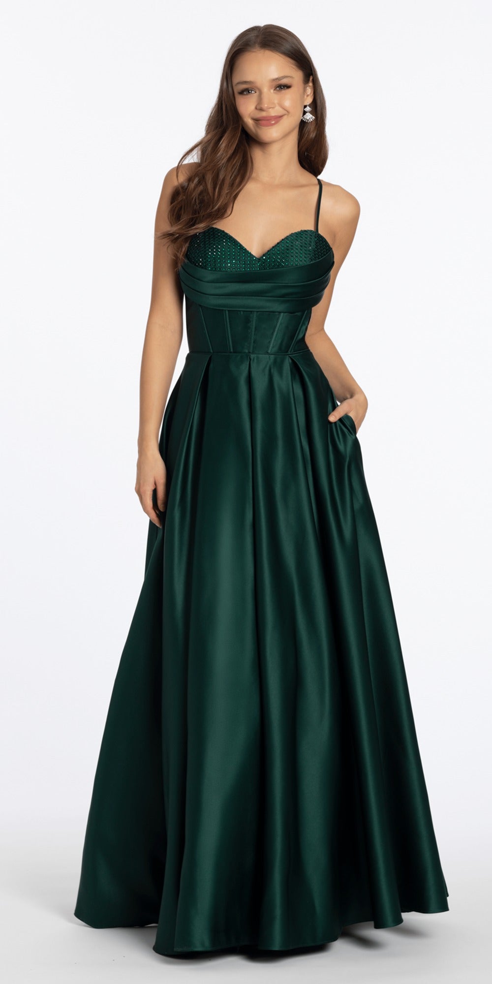 Jersey One Shoulder Column Dress with Embroidery and Contrast Lining