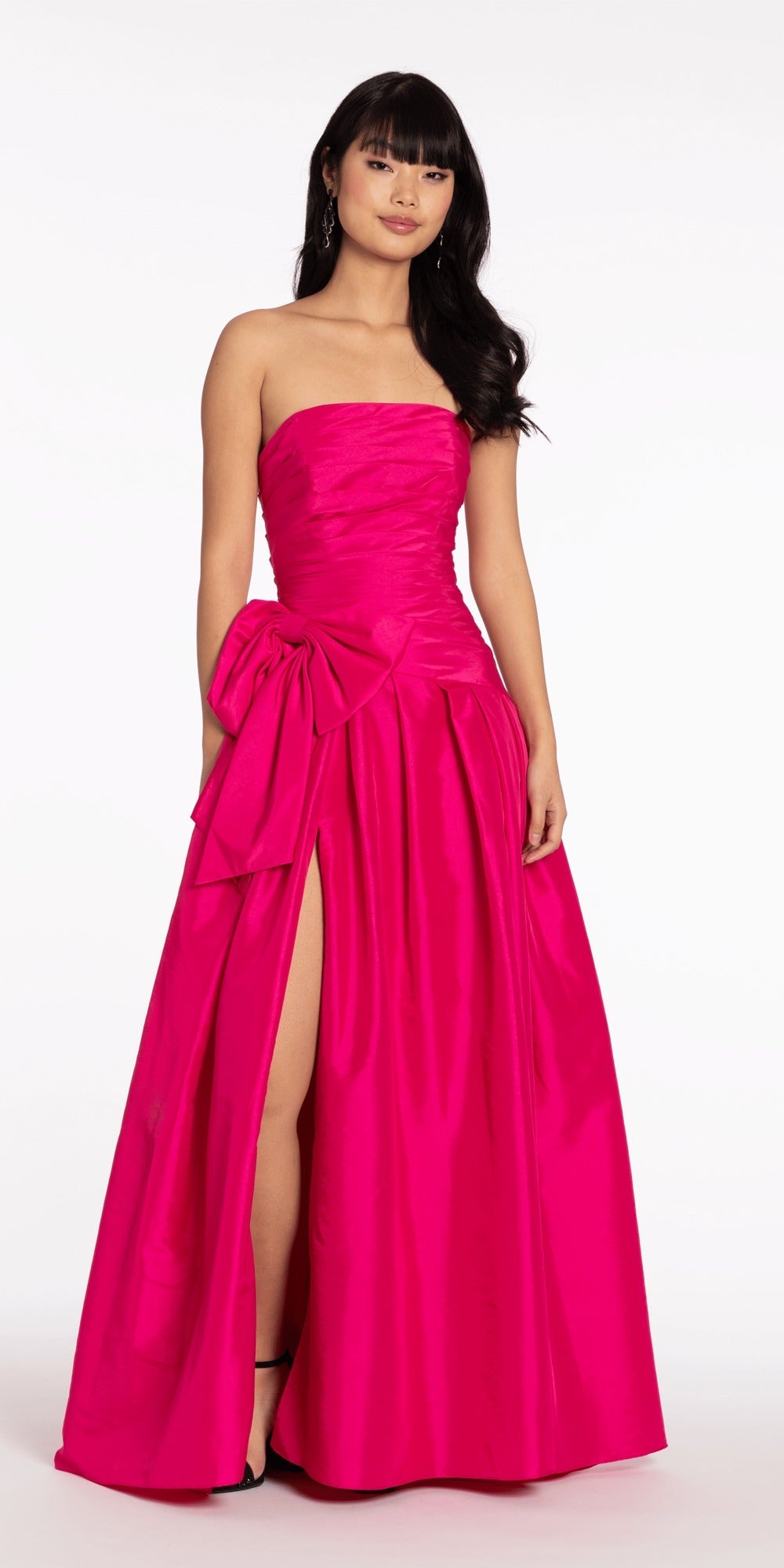 Stretch Jersey Plunge Halter Column Dress with Embellished Waist