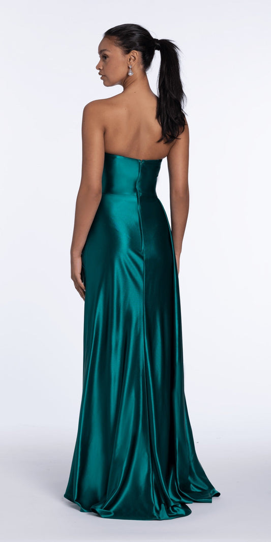 Strapless Pleated Cut Out Double Bow Trumpet Dress
