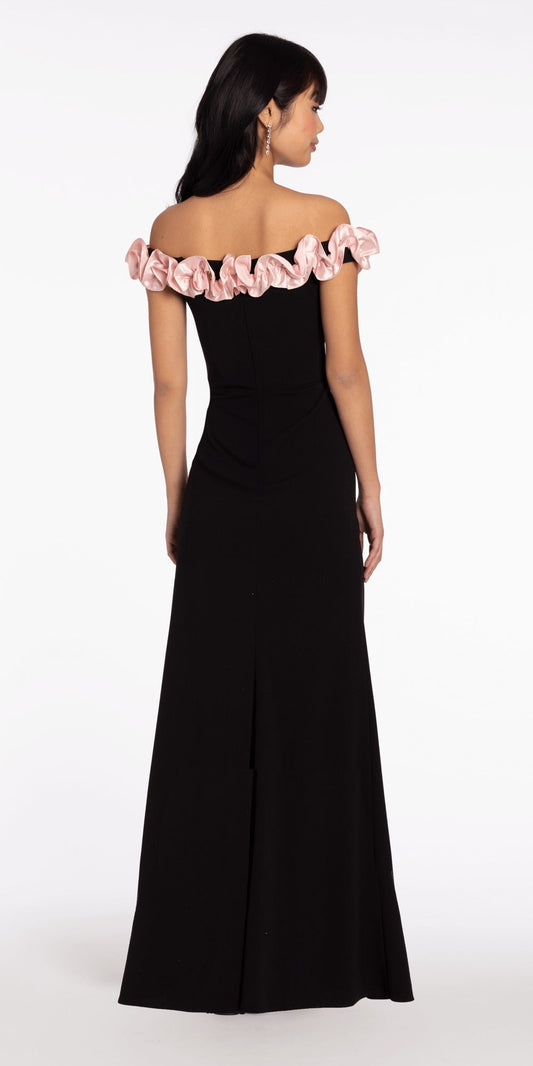 Pointed Strapless Sequin Lace Up Back Column Dress