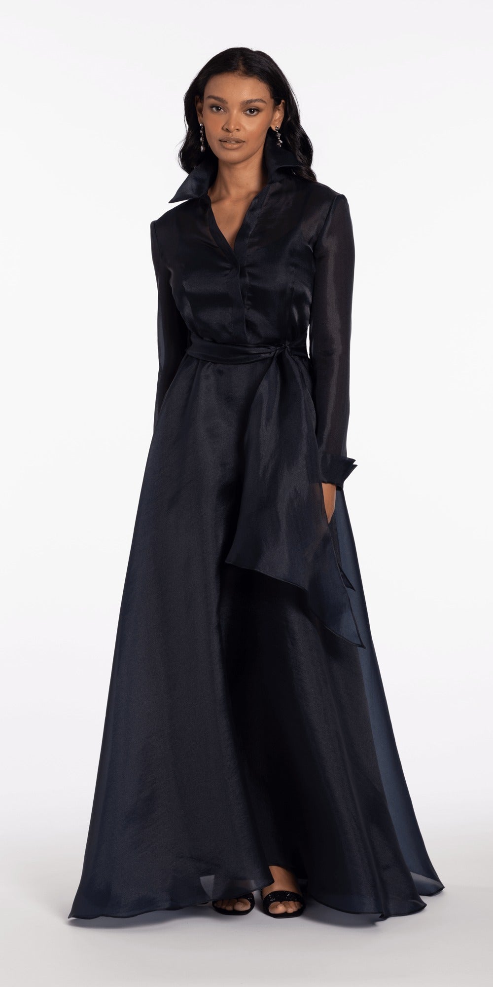 Strappy Back glitter Mesh Ballgown with Pockets