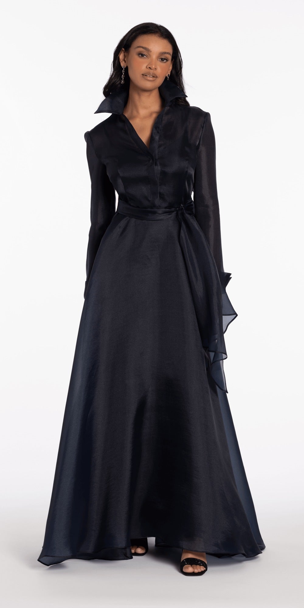 Strappy Back glitter Mesh Ballgown with Pockets
