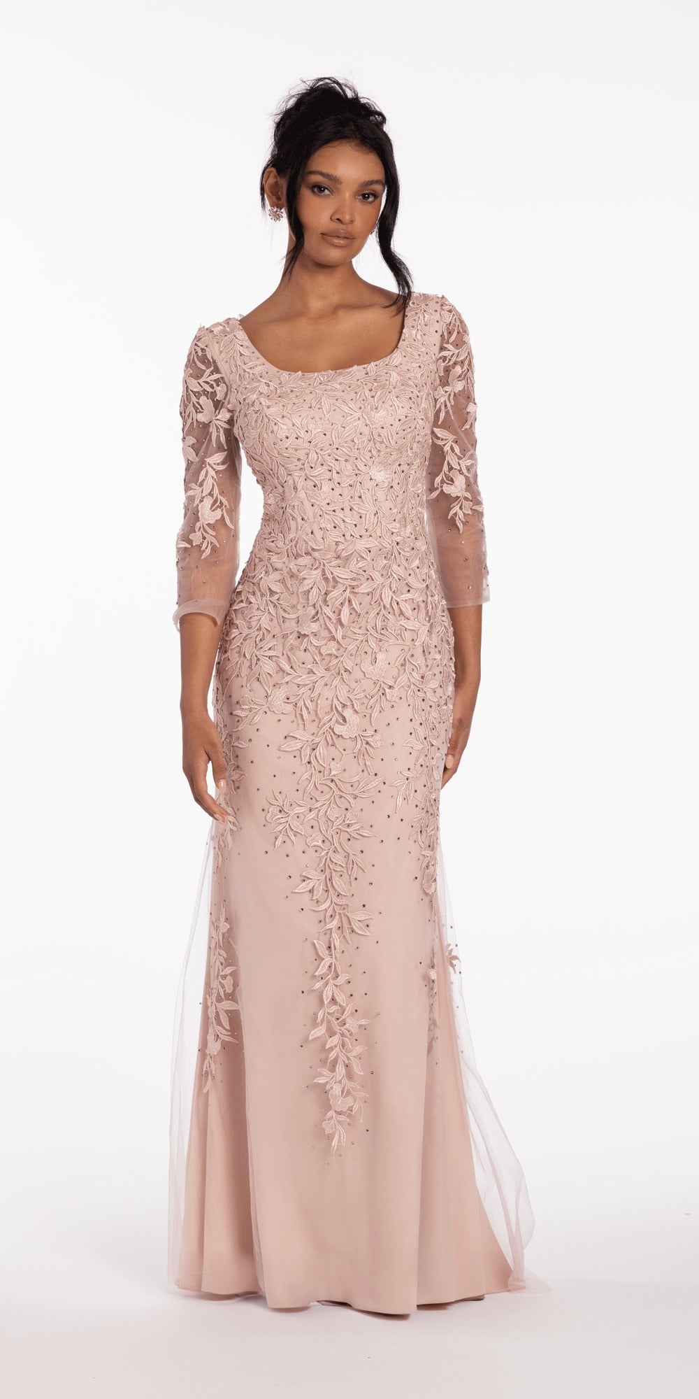 Floral Embellished Drape Corset Tiered Chiffon A Line Dress