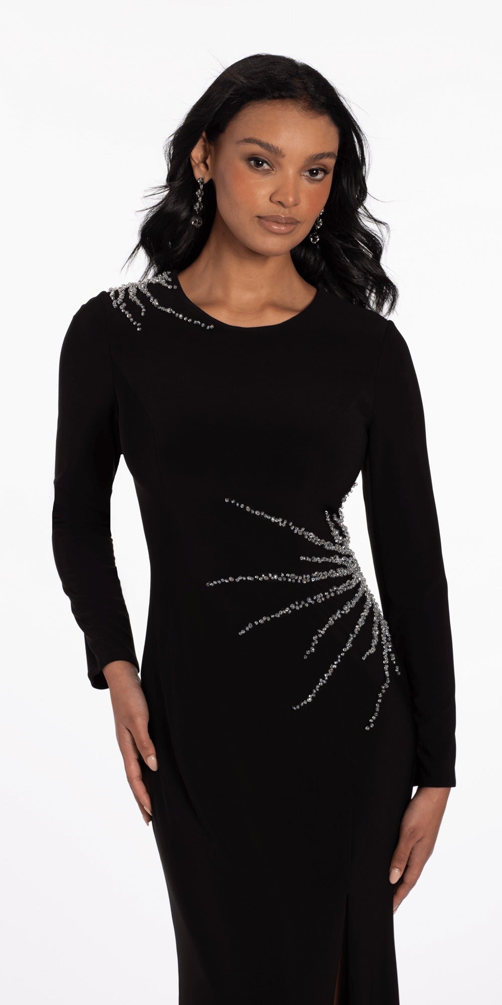 Stretch Satin Strapless Corset Dress with Heat Set Stones