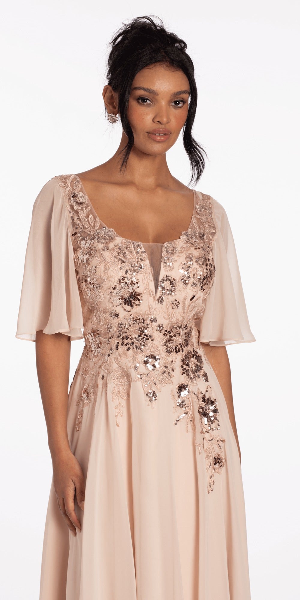 Stretch Satin Strapless Corset Dress with Heat Set Stones