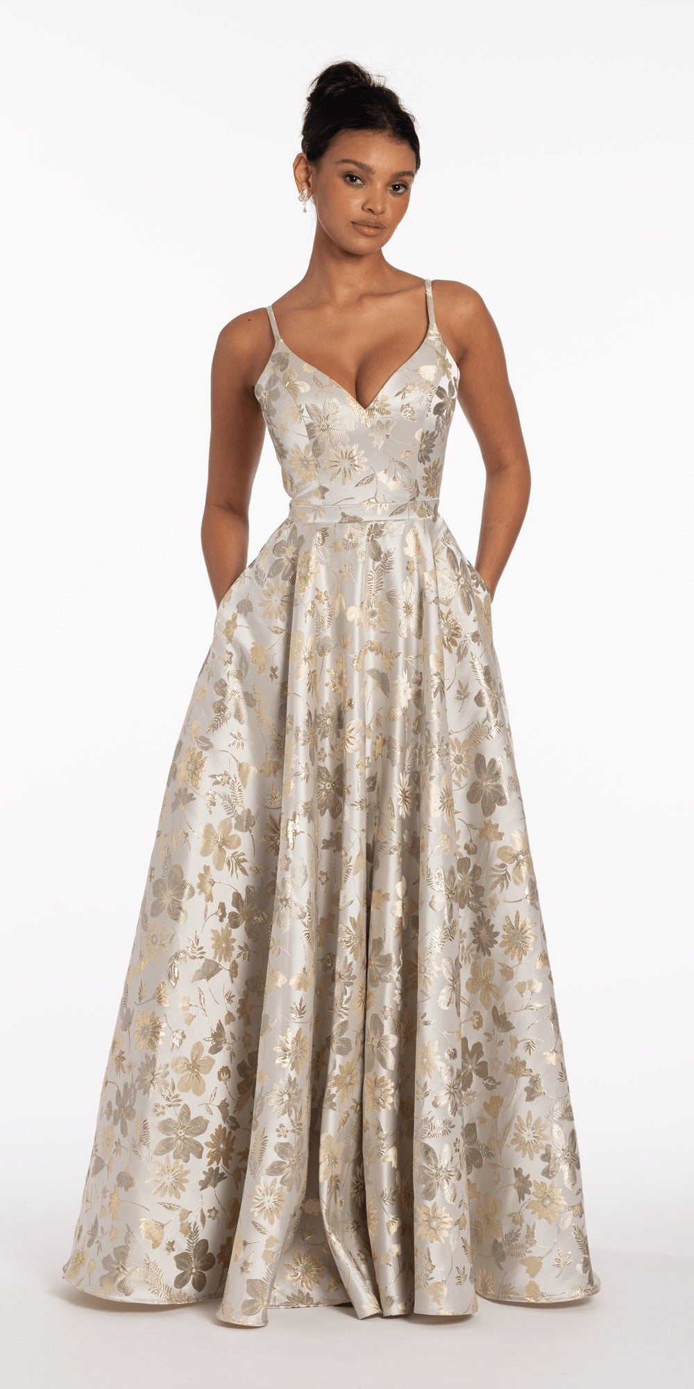 Drape Neck Tie Back Jacquard Column Dress