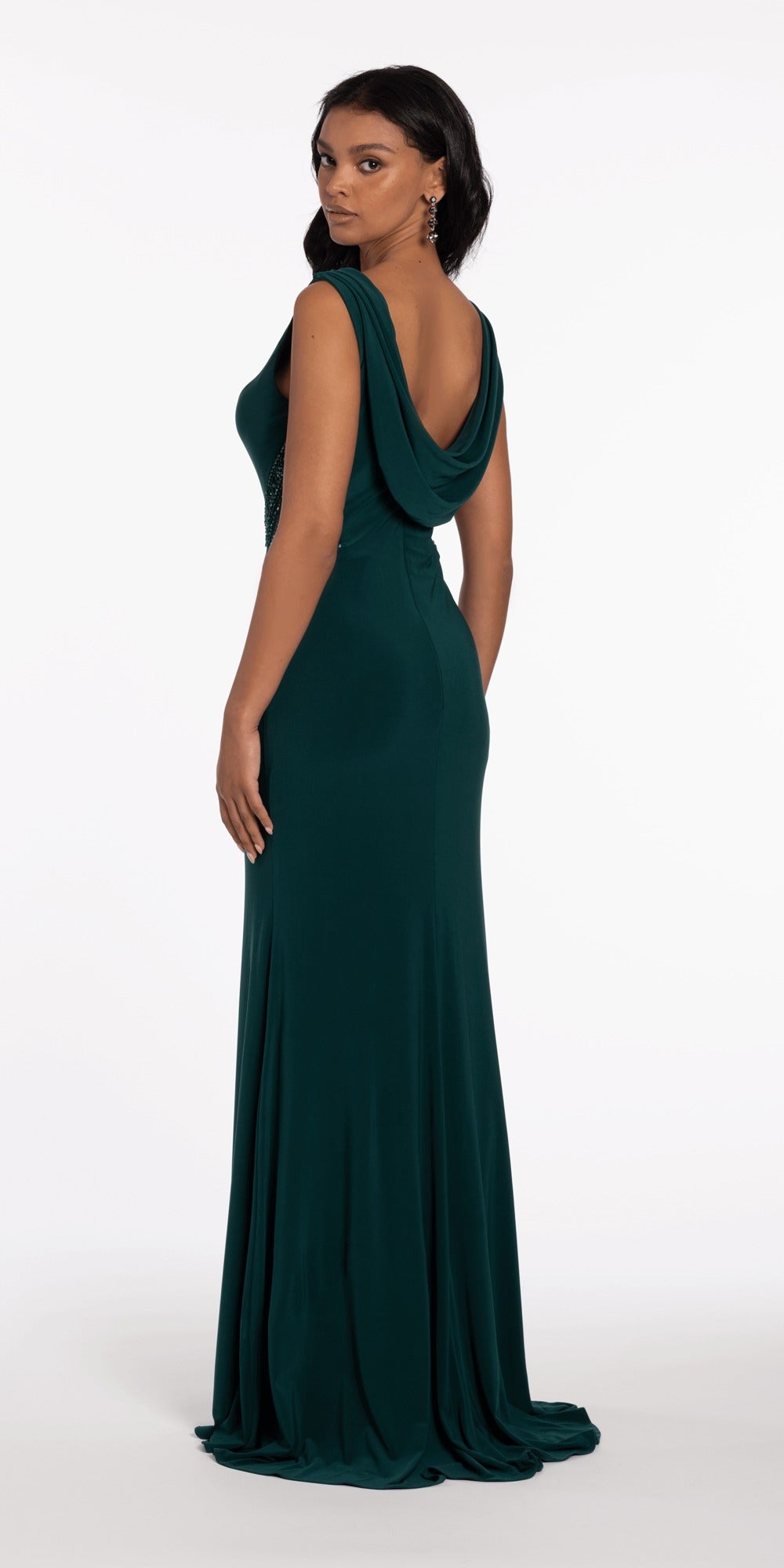 Scoop Neck Glitter Illusion Corset A Line Dress with Pockets
