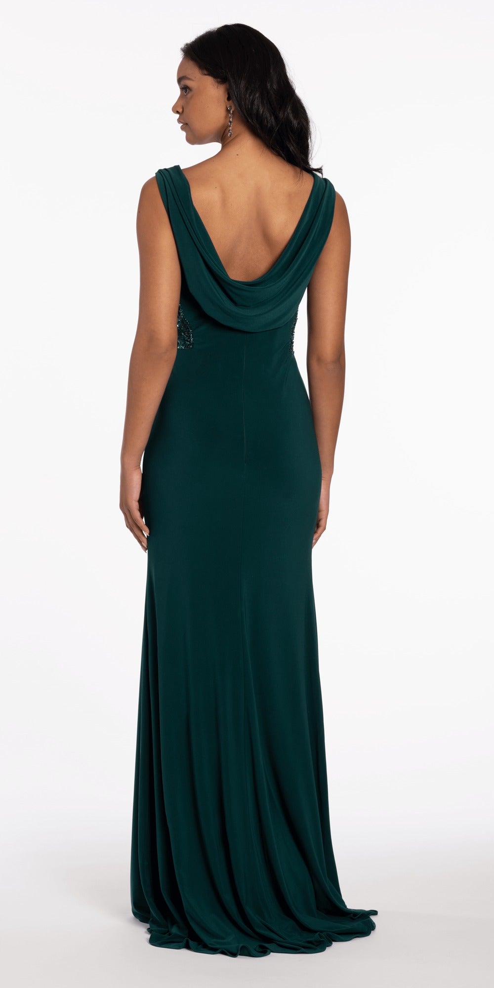 Scoop Neck Glitter Illusion Corset A Line Dress with Pockets