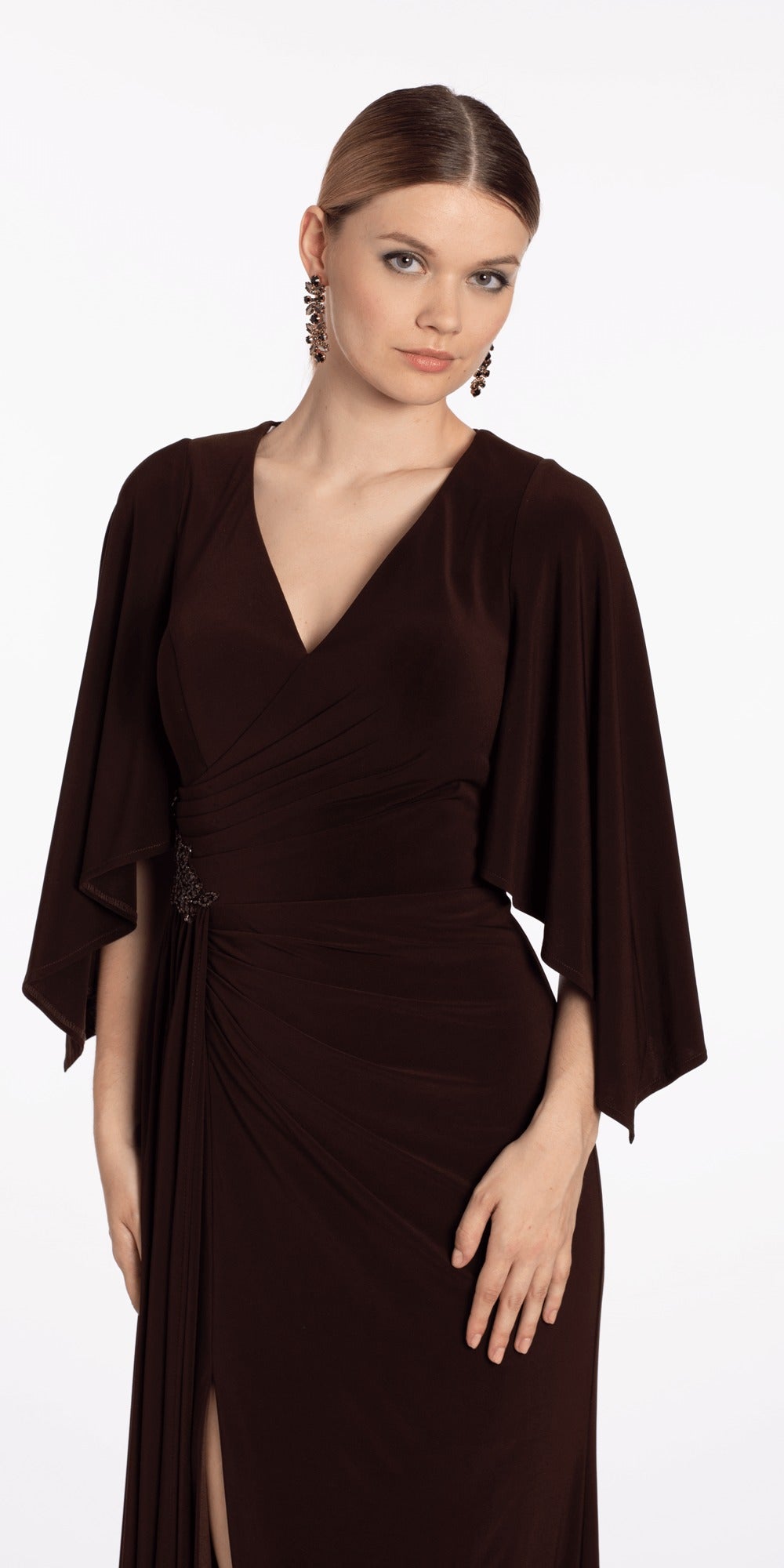 Mesh Beaded Sweetheart Column Dress with Illusion Cut Out