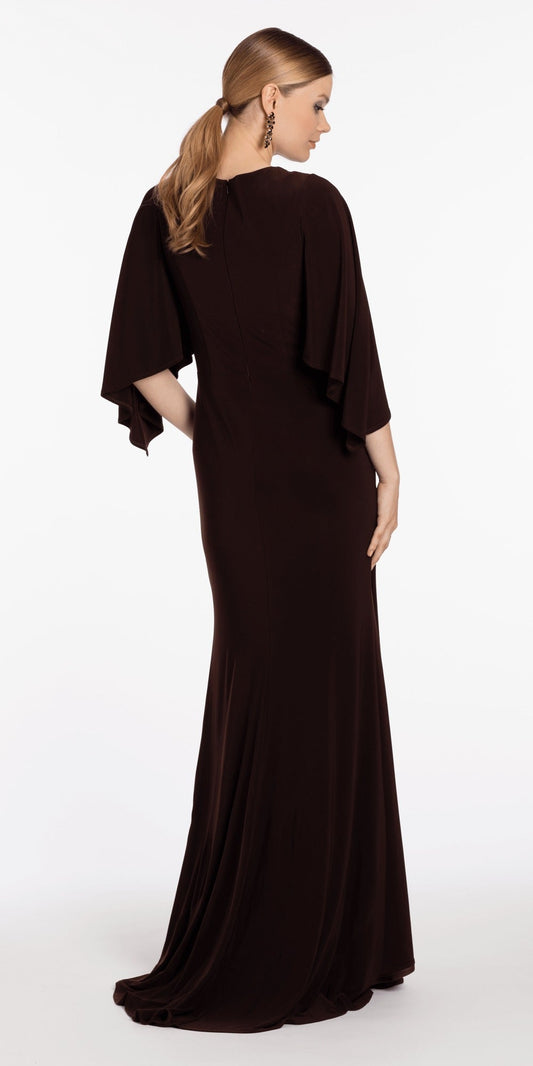 Sequin V Neck Mesh Embroidered Mermaid Dress with Godets