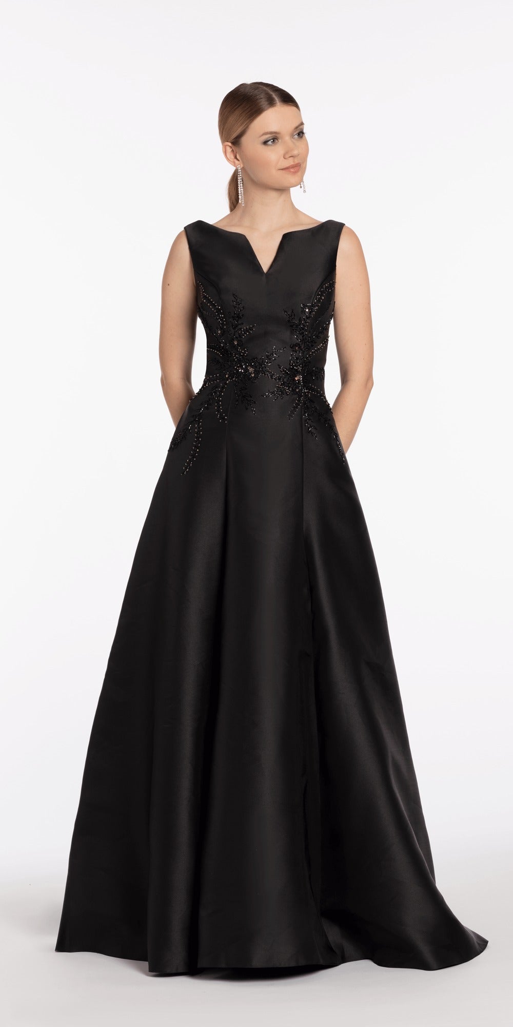 Strappy Back Satin Column Corset Dress with Side Slit