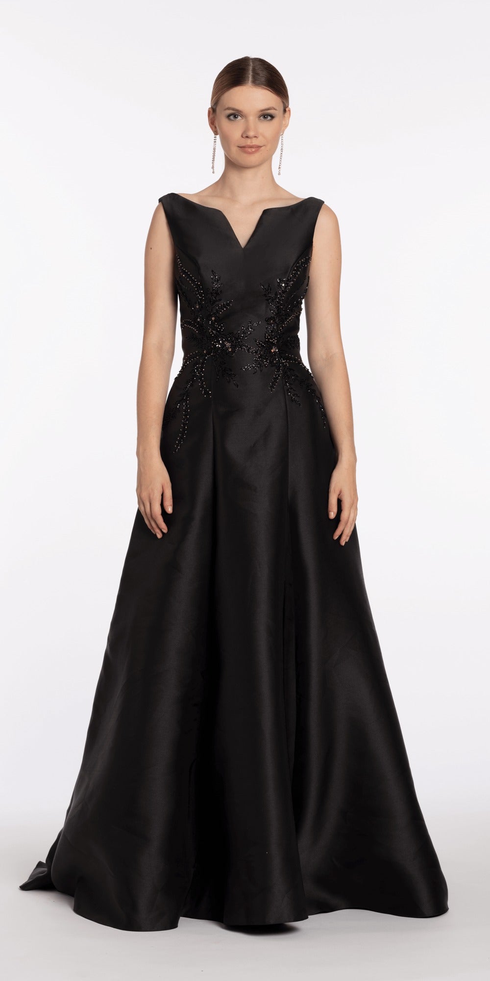 Strappy Back Satin Column Corset Dress with Side Slit