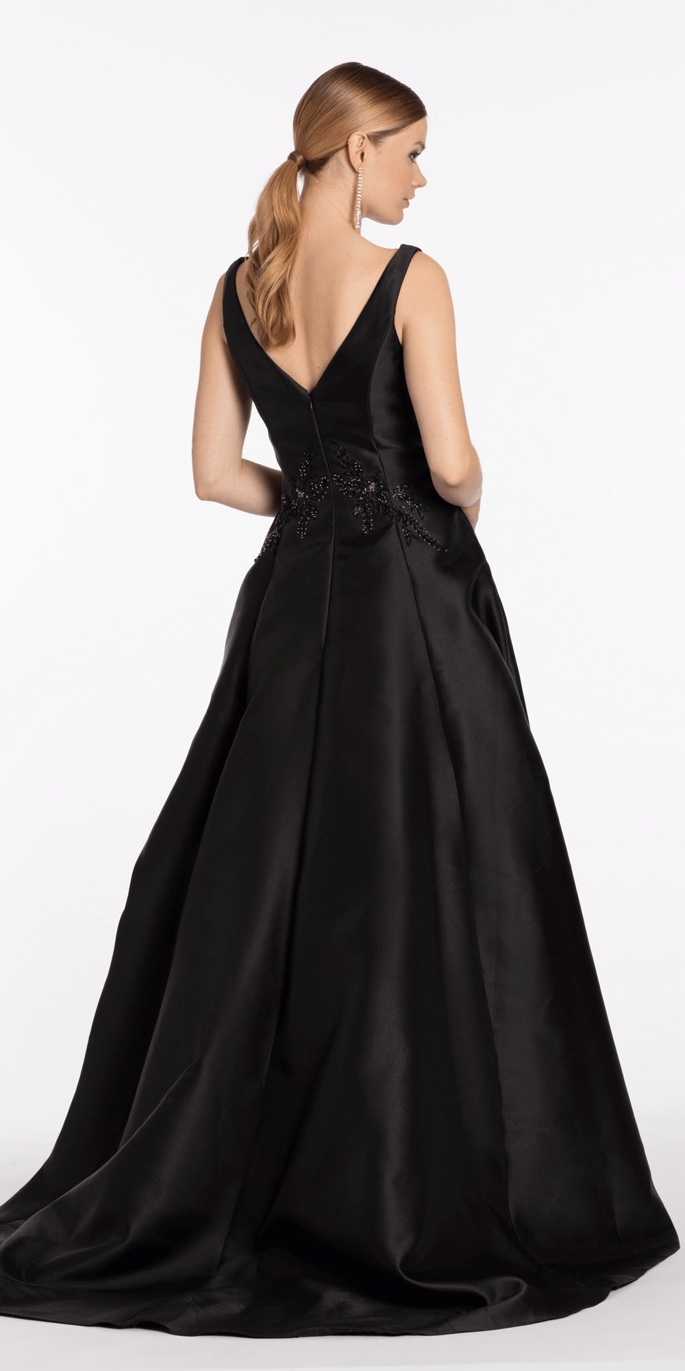 Strappy Back Satin Column Corset Dress with Side Slit