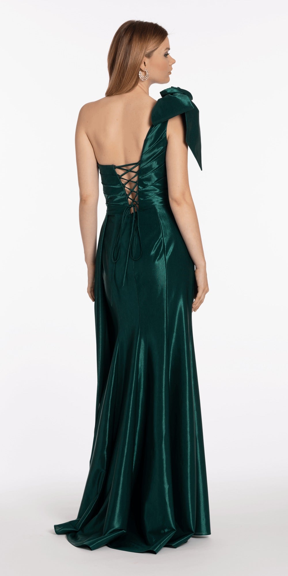 Glitter Mesh Notch Sweetheart Corset Trumpet Dress