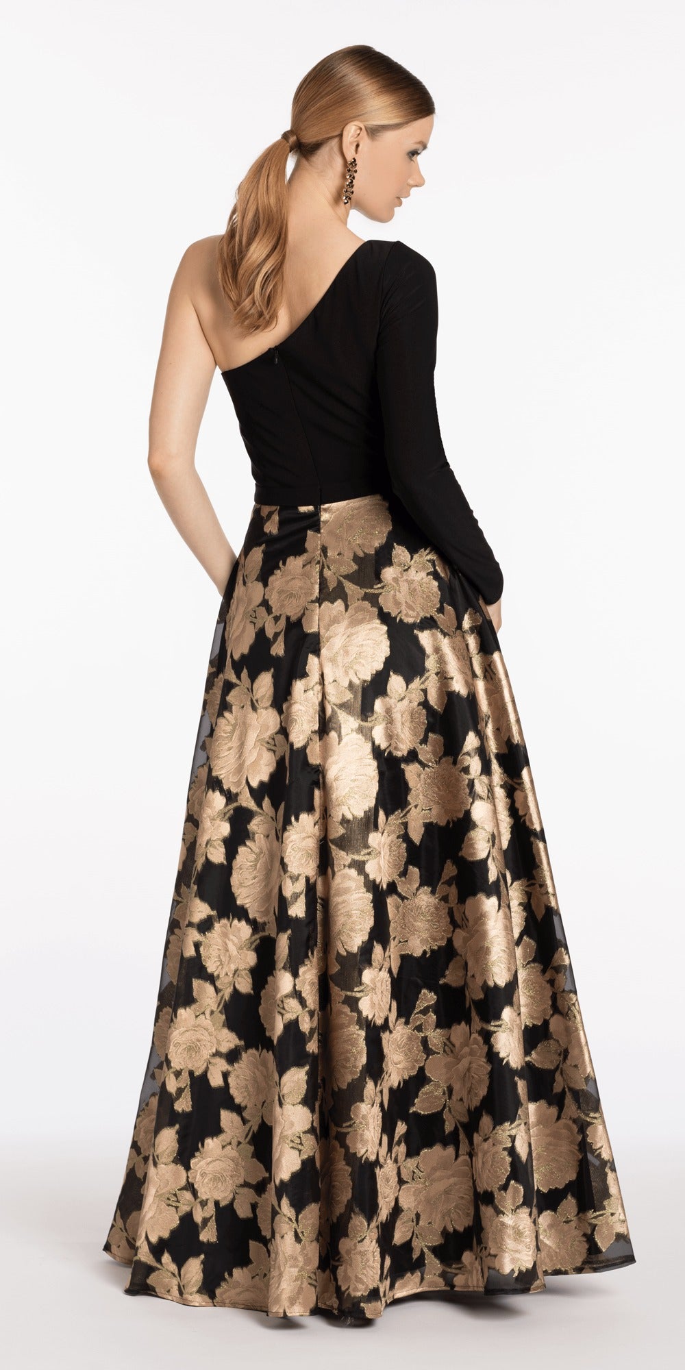 Satin Embroidered Sweetheart Corset Ballgown with Pockets