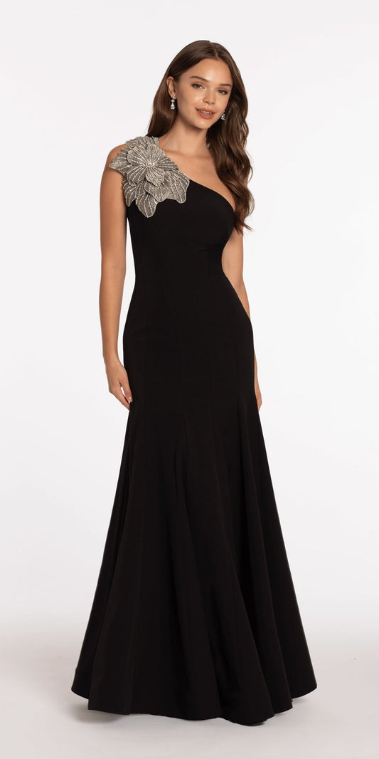 Satin Plunge Corset Ballgown with Heat Set Stones