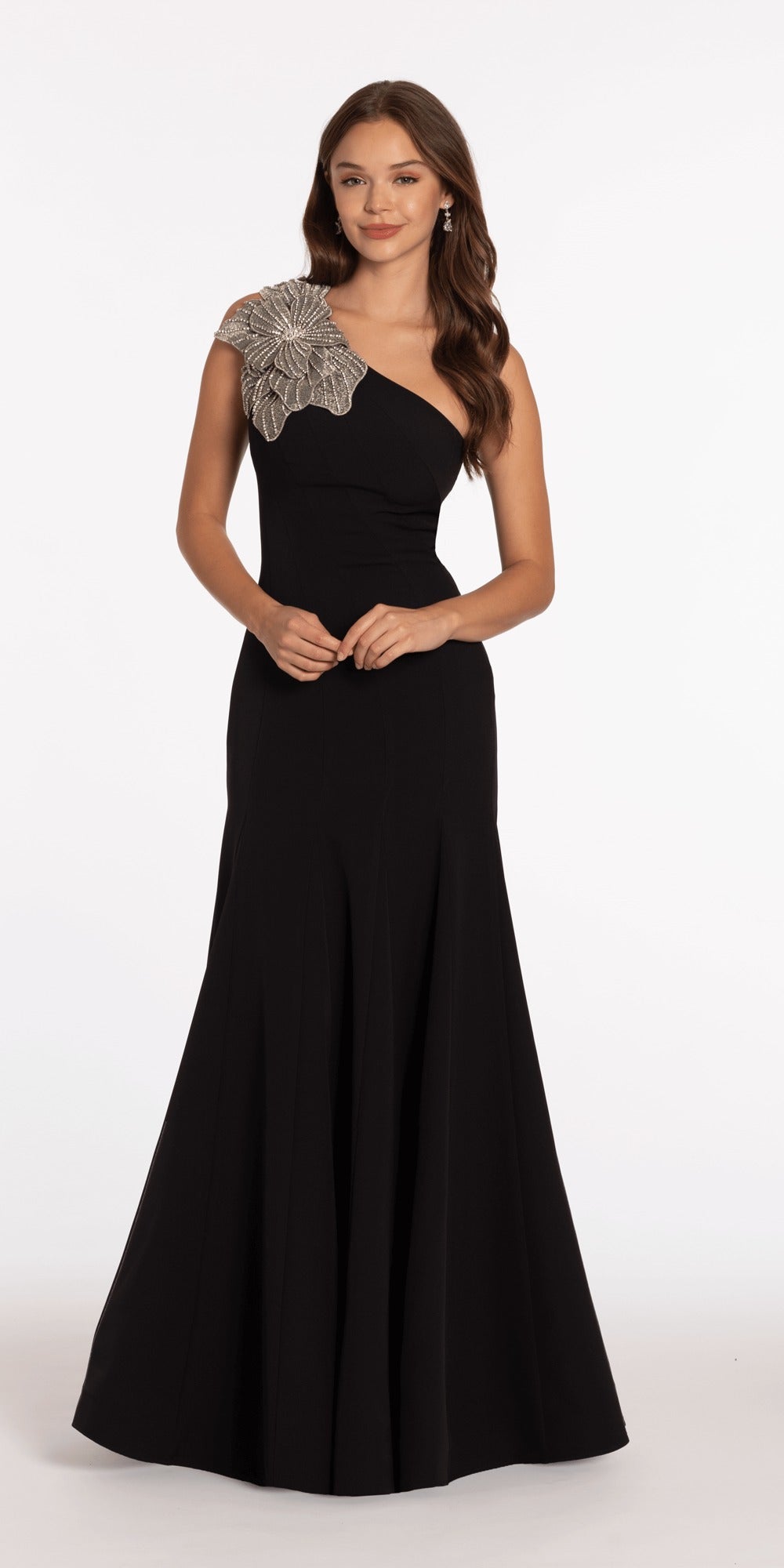 Satin Plunge Corset Ballgown with Heat Set Stones