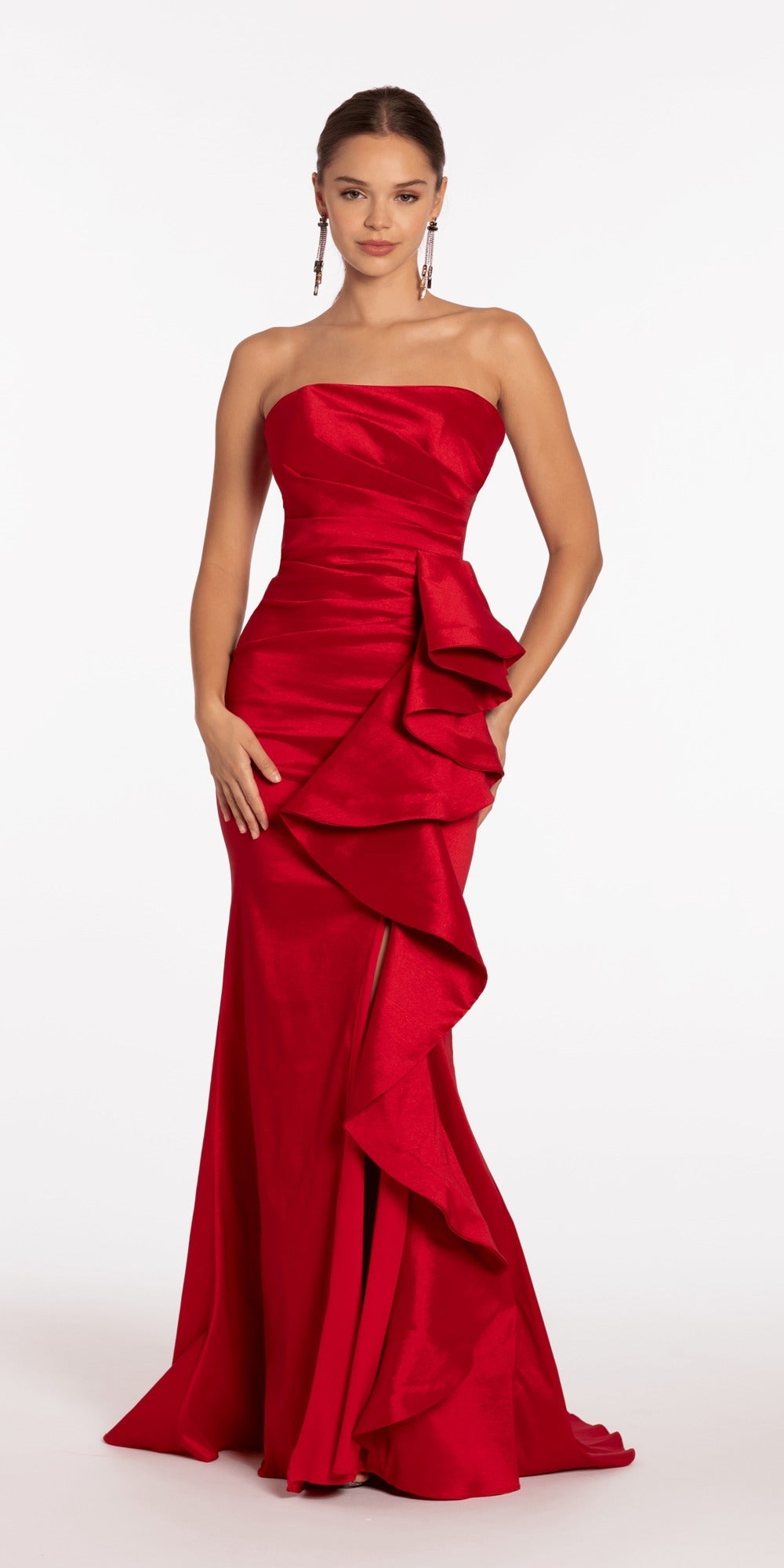 Sequin Sweetheart Corset Column Dress with Exaggerated Slit