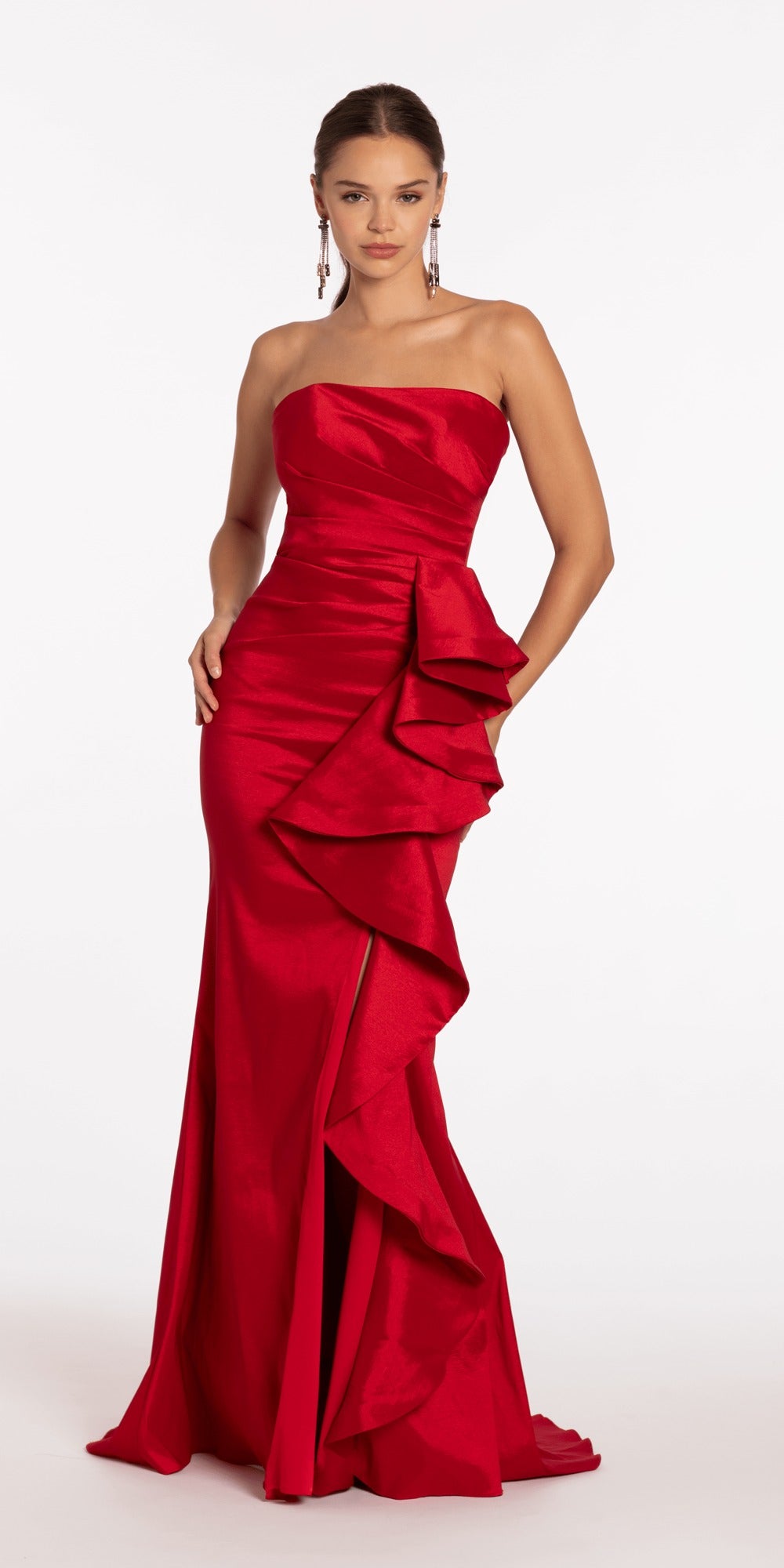 Sequin Sweetheart Corset Column Dress with Exaggerated Slit