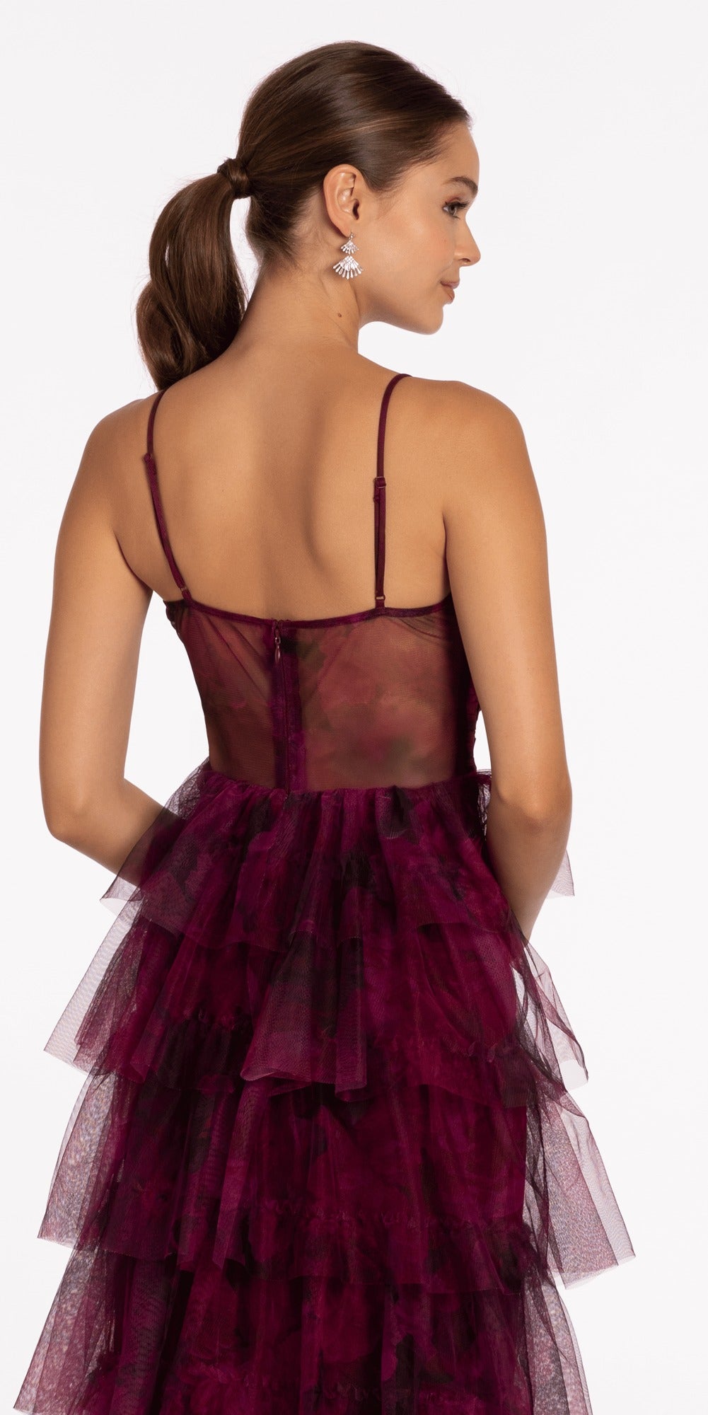 Strapless Stretch Satin Sequin Column Dress