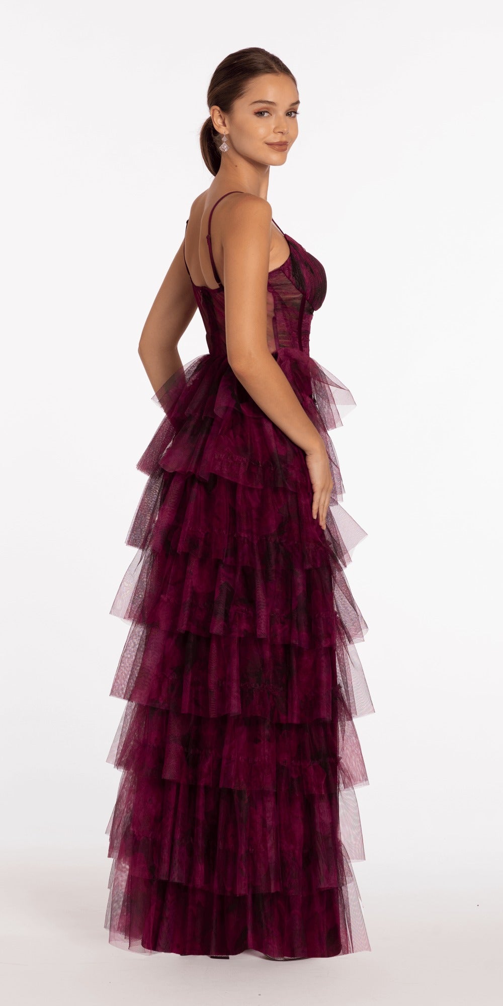 Strapless Stretch Satin Sequin Column Dress