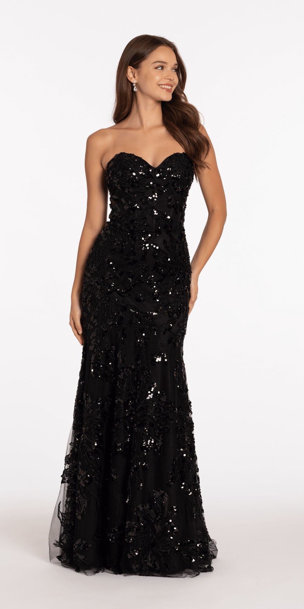 Floral Embroidered Sweetheart Lace Up Back Mermaid Dress