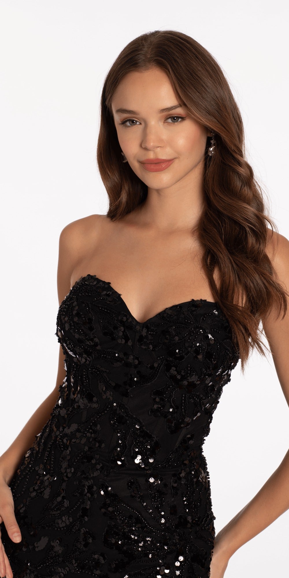 Pleated Embellished Stretch Satin Sweetheart Bodycon Dress