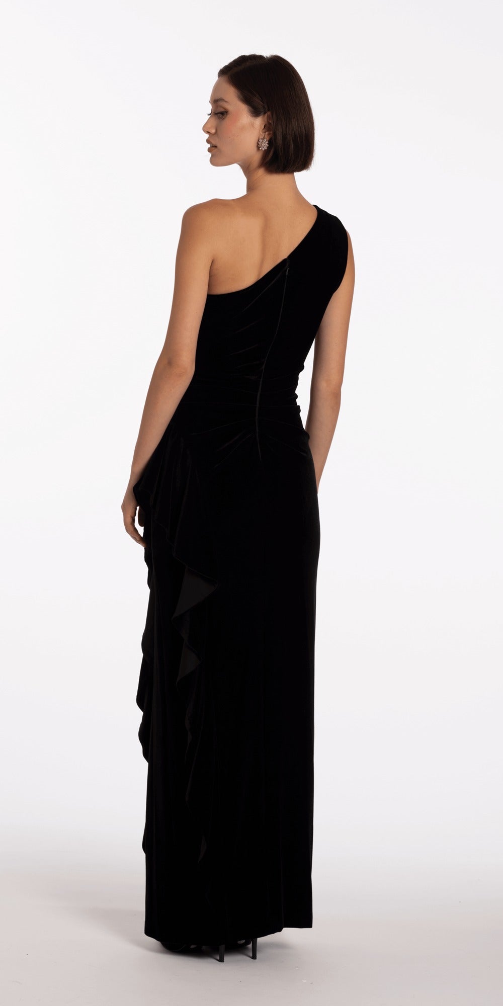 Double Lace Up Pleated Foil Bodycon Dress
