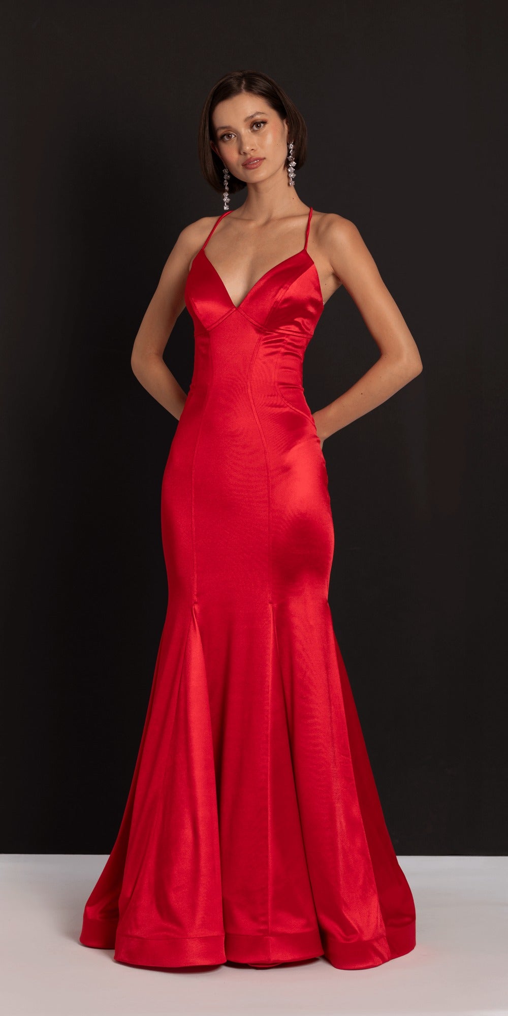 Plunge Sequin Patchwork Column Dress