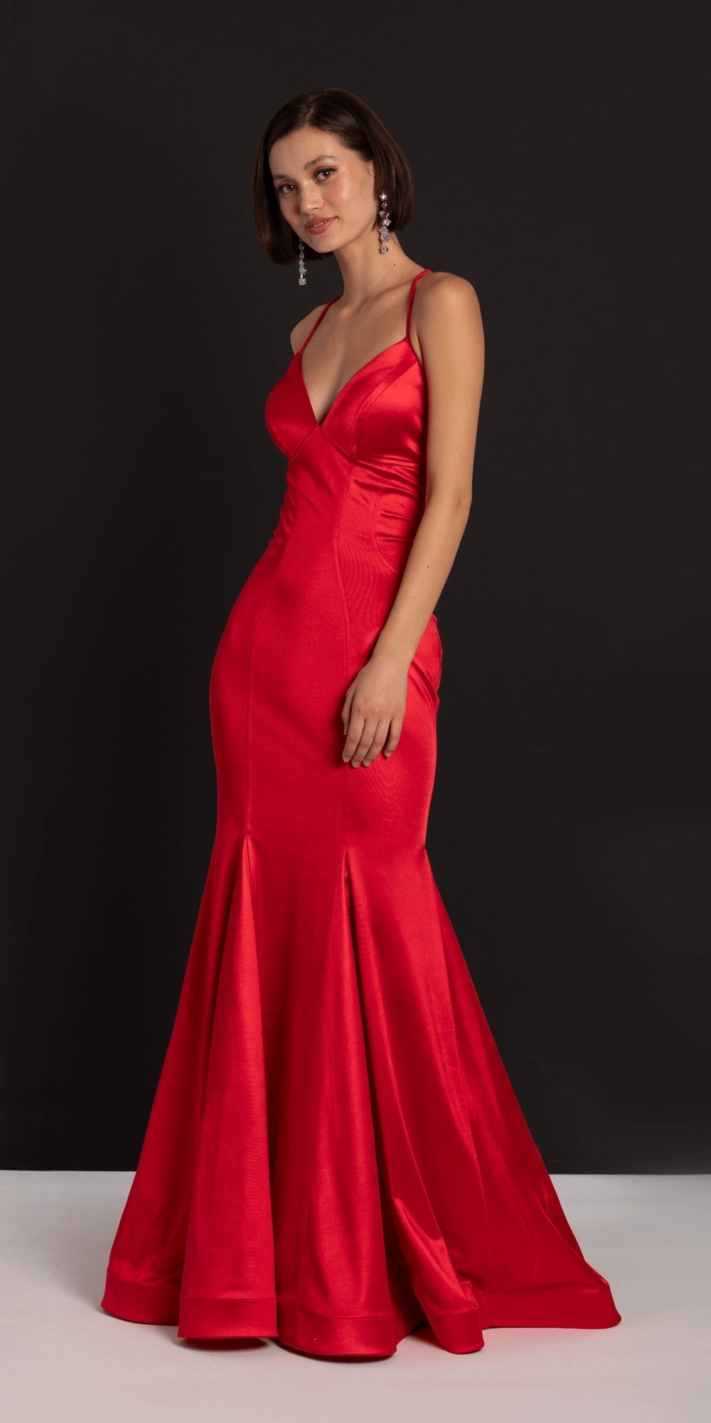 Plunge Sequin Patchwork Column Dress