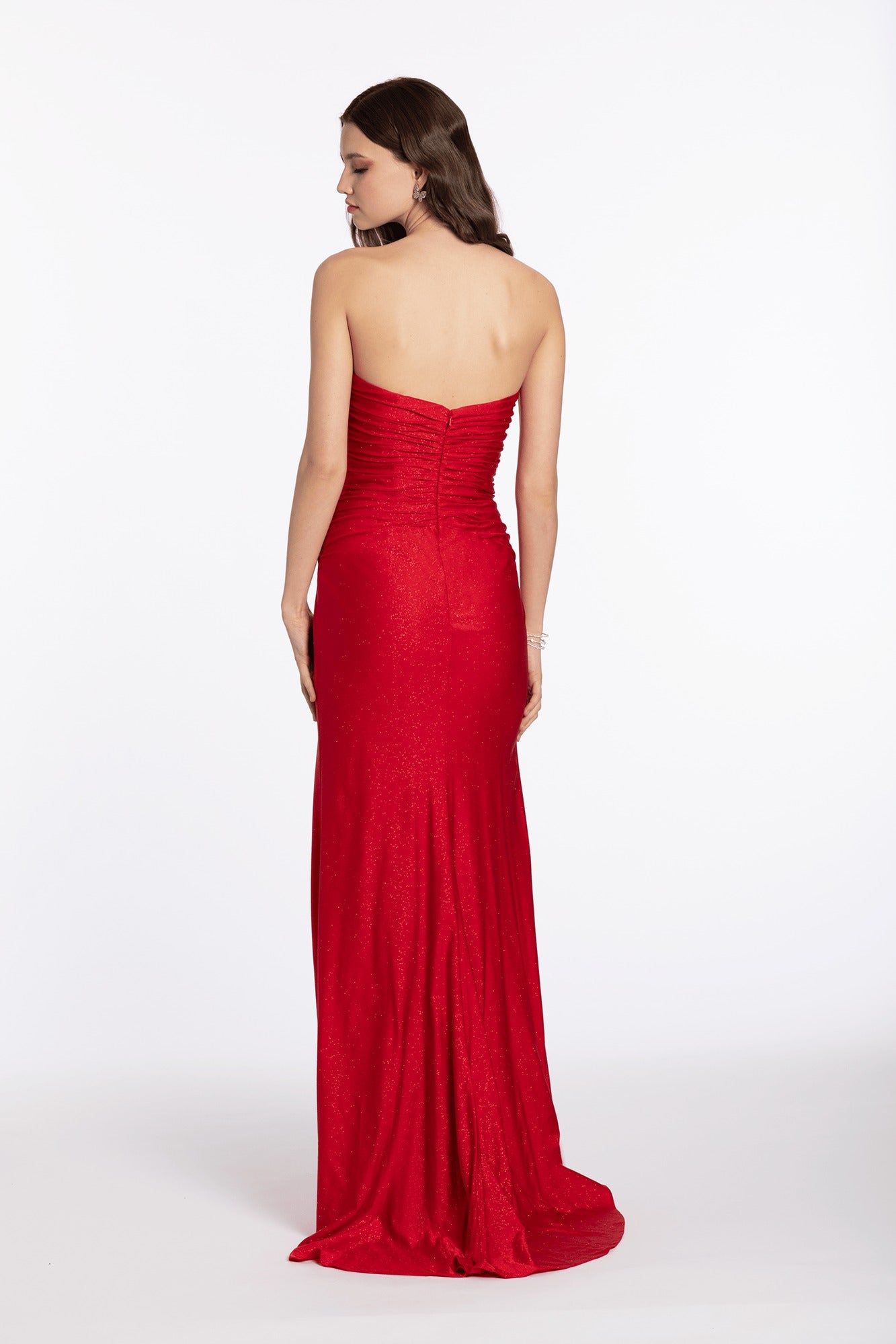 Lace Embroidered Strapless Satin Sweetheart Corset Bodycon Dress