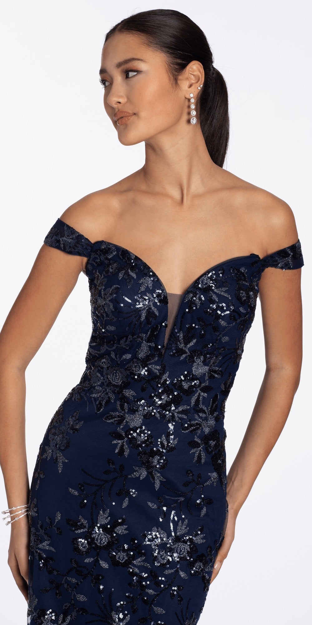 Strapless Satin Embellished Bodycon Dress with Ruching