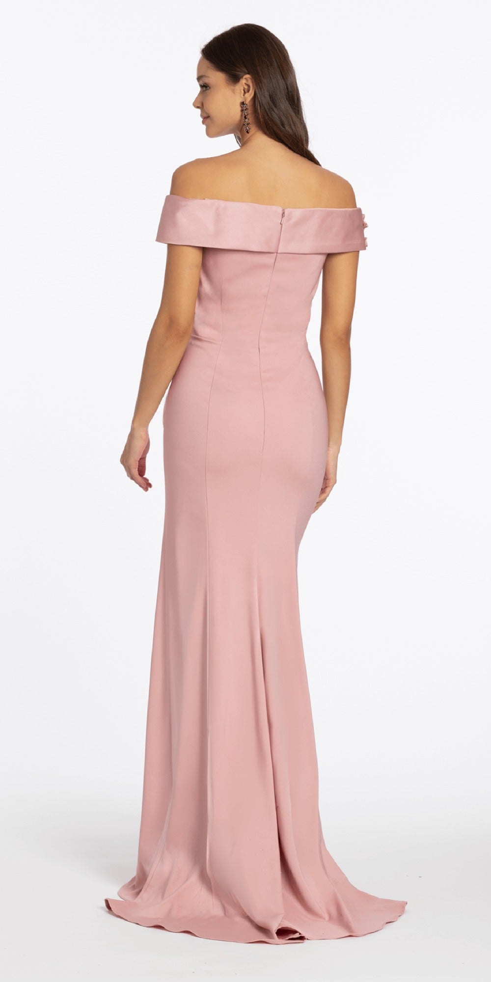 Satin Embroidered Strapless Corset Column Dress with Scarf