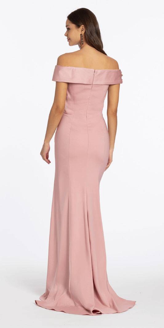 Satin Embroidered Strapless Corset Column Dress with Scarf