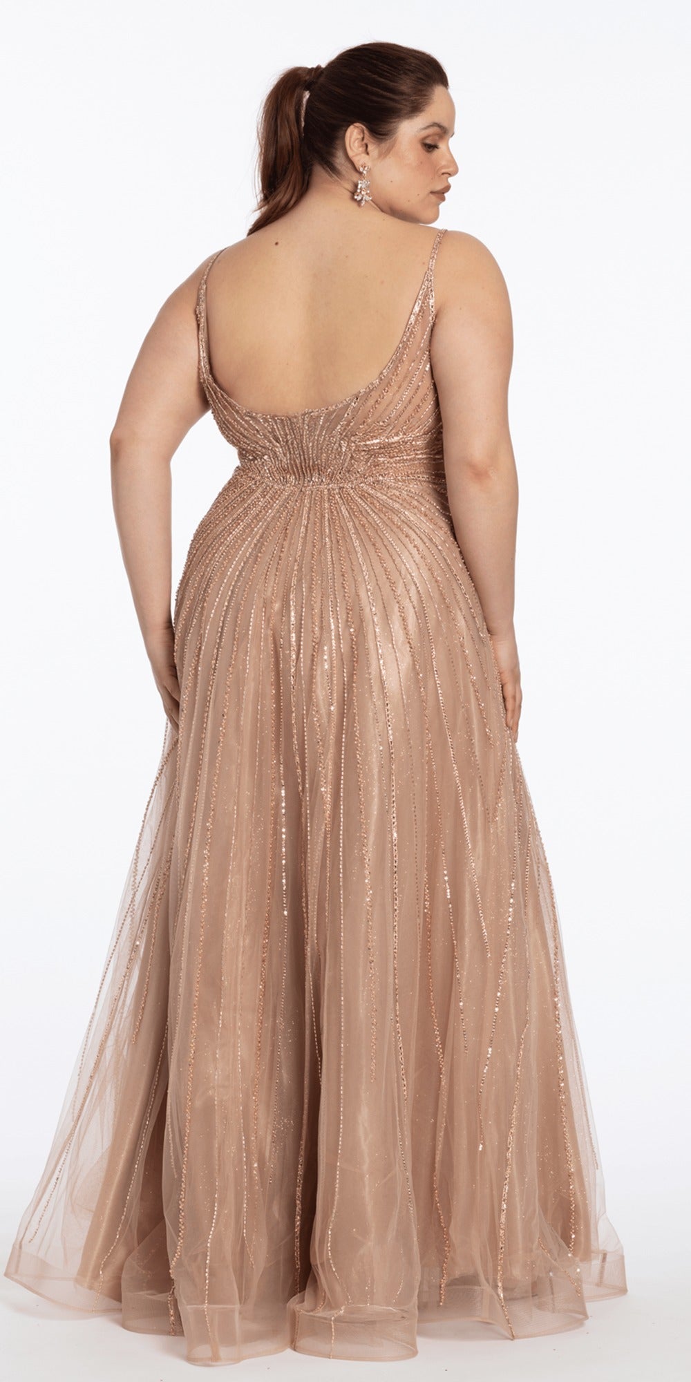 Strapless Sweetheart Glitter Tulle Corset Ballgown