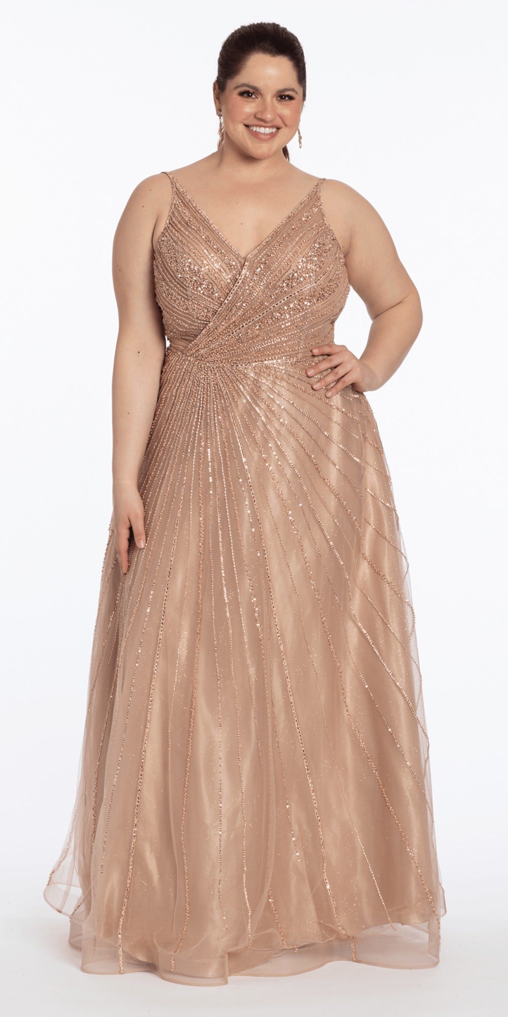Strapless Sweetheart Glitter Tulle Corset Ballgown
