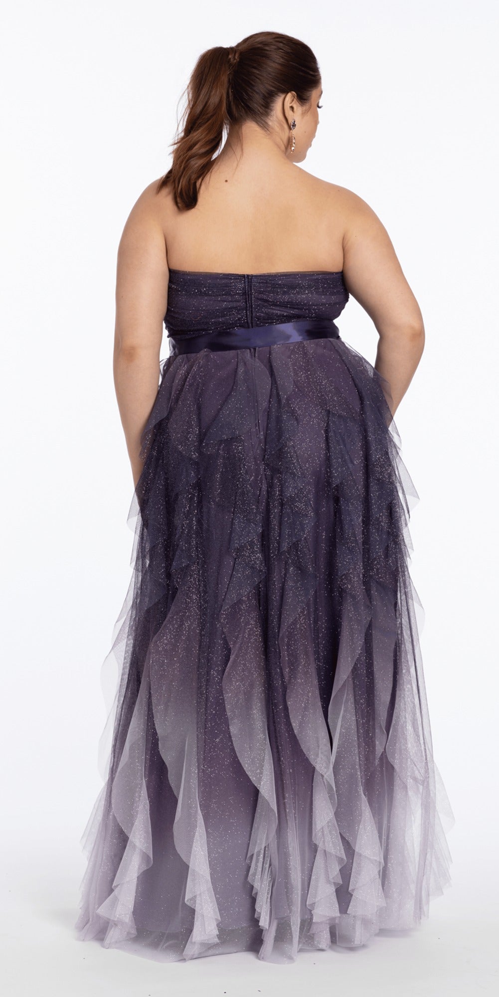 Basque Waist Jacquard Tie Shoulder Dress
