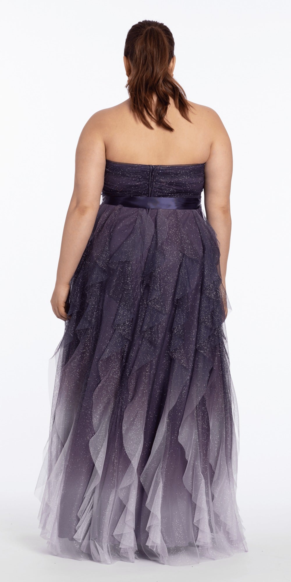 Basque Waist Jacquard Tie Shoulder Dress