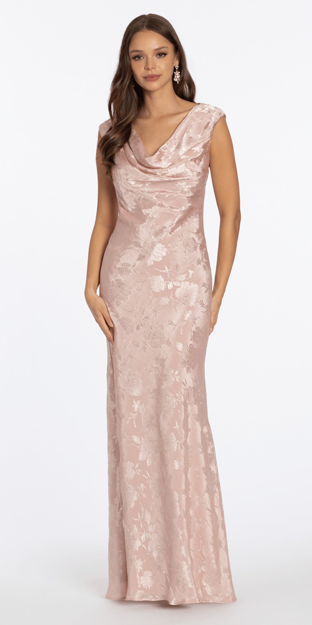 Floral Lace Skater Dress with Pleated Scoop Neck